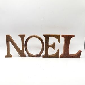 As Is Vintage N.O.E.L. Letters Free Standing Stone Marble Like Mantle Christmas